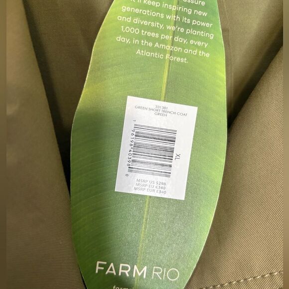 Farm Rio Green Short Trench coat NWT - Picture 3 of 6